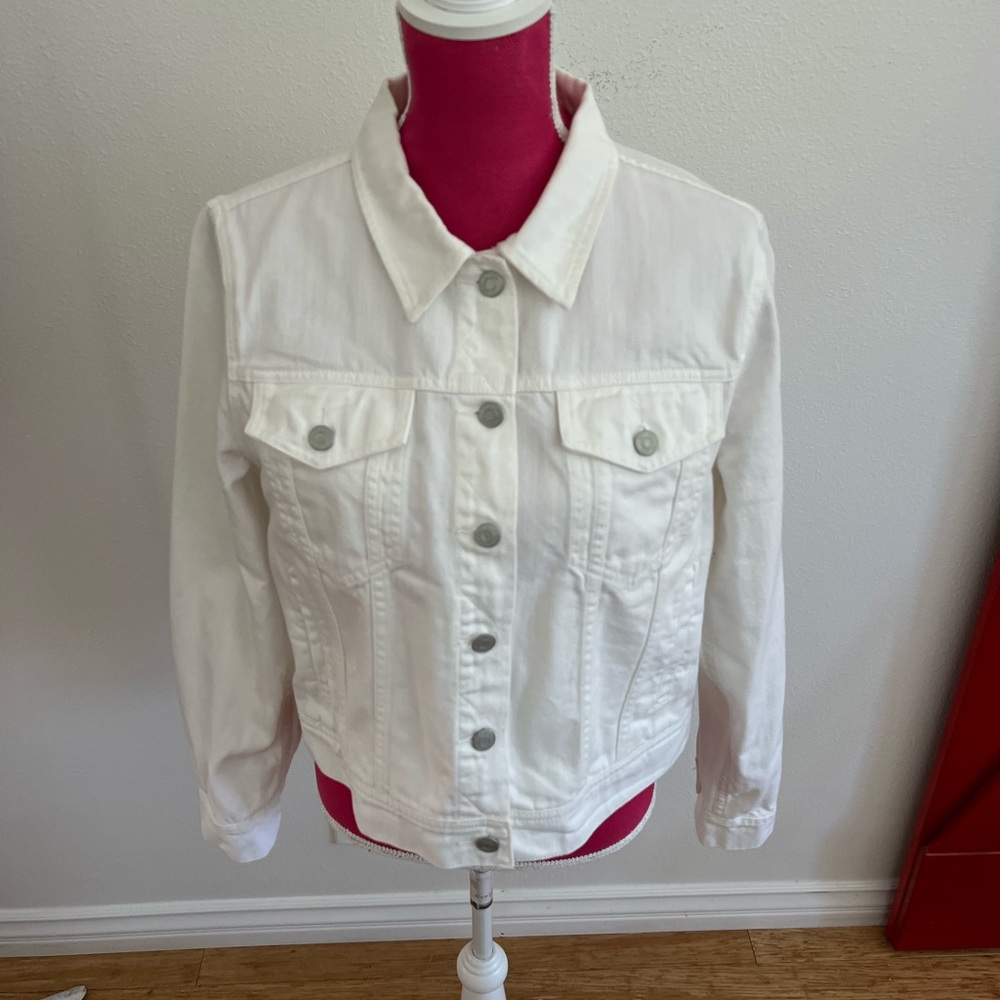 J.Crew Denim White Jean Jacket, size Large